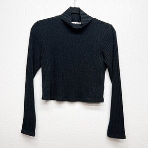 Aritzia Wilfred Free Mock Neck Crop Sweater Womens Medium Coquette Dark Academia